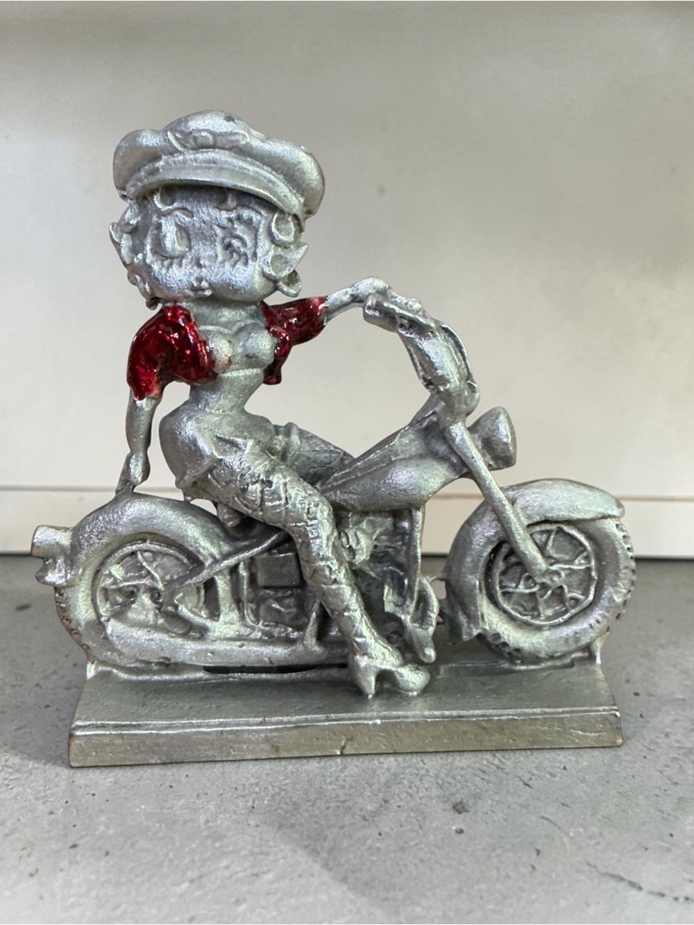 Vintage Betty Boop Motorcycle Metal Figurine